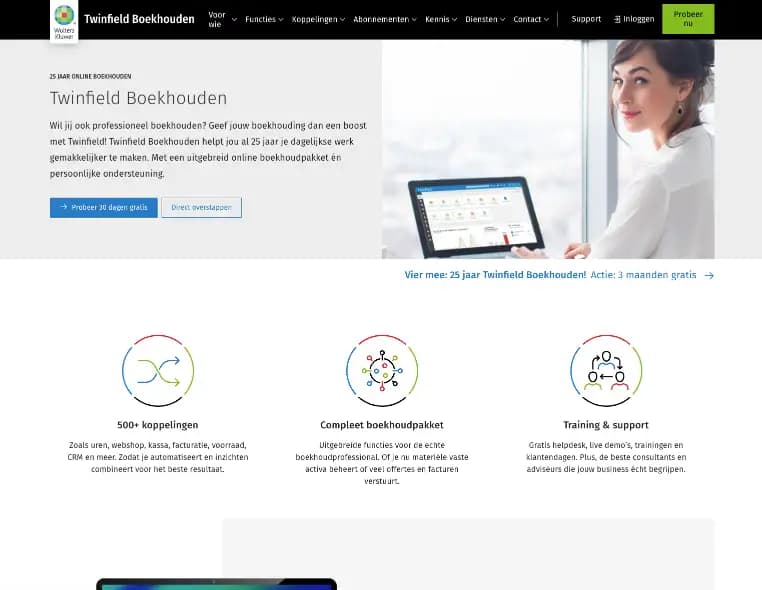 Twinfield van Wolters Kluwer op laptop en mobiel