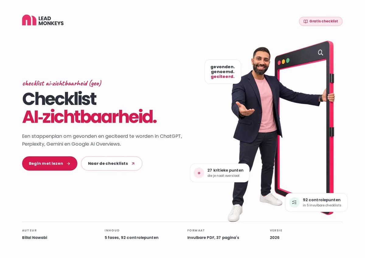 Voorkant van de Checklist AI-zichtbaarheid (GEO): een stappenplan om gevonden en geciteerd te worden in AI-antwoorden